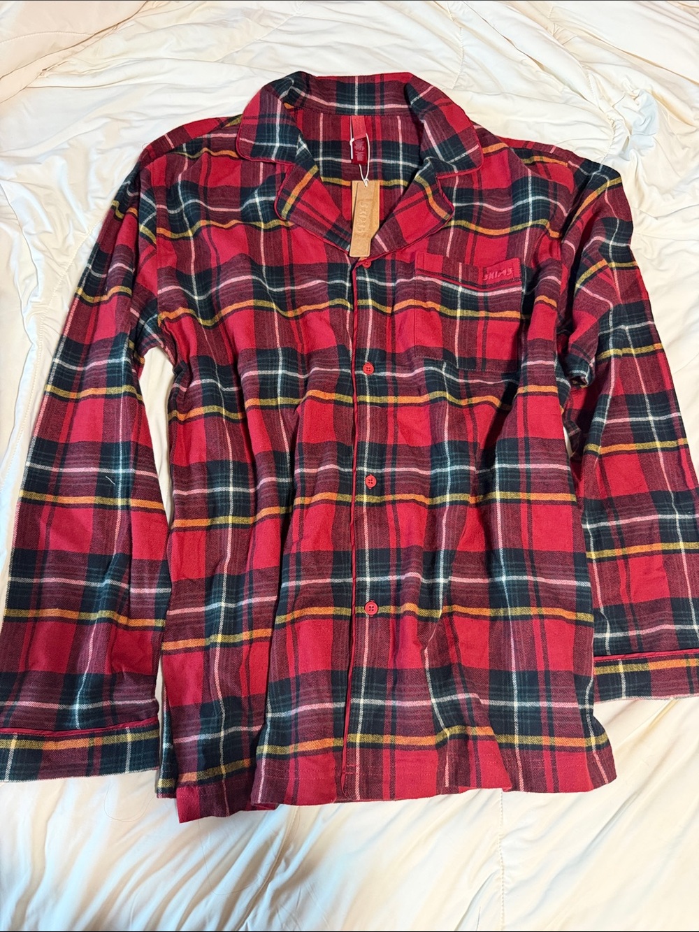 Skims flannel pajama top Small